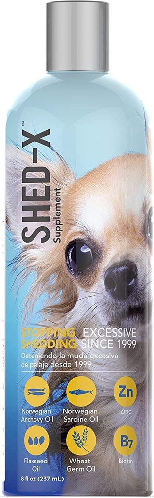 Shed-X Liquid Dog Supplement, 8oz – 100% naturale – Aiuta il Cane Shedding, Fish Oil for Dogs Supports Skin & Coat, Dog Oil for Food con acidi grassi essenziali, vitamine e minerali
