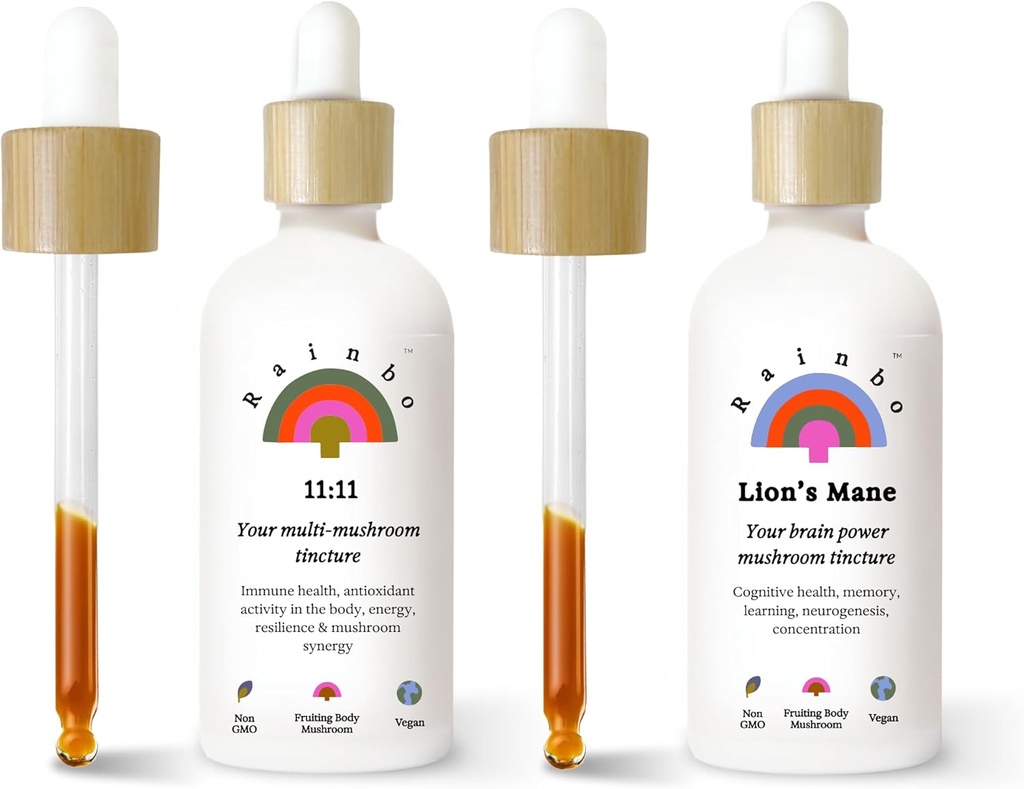 Ventola preferita di Rainbo, 11:11 Multi Mushroom Extract + Lion's Mane Mushroom Tincture, doppio estratto Daily Mushroom Tinctures per il supporto immunitario completo, Vegan Liquid Mushroom Supplements