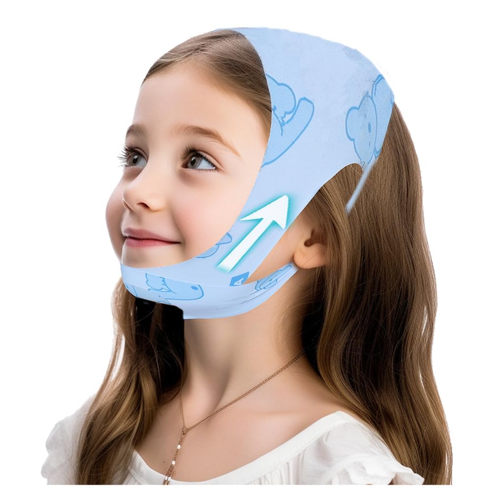 Chin Strap for Sleeping Kids - Professional Anti-Snoring Solution, Chin Strap for Snoring, Breathable and Adjustable, Fits Kids 3'9"-5'3" Tall and Weighing 33-132 lbs (Blue Cartoon)