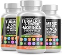 Supplemento Turco Moringa | Ginger Boswellia Saffron - Supplemento per donne e uomini con Ceylon Cinnamon, Tart Cherry, Quercetin Aglio San Basilio - 3Pack