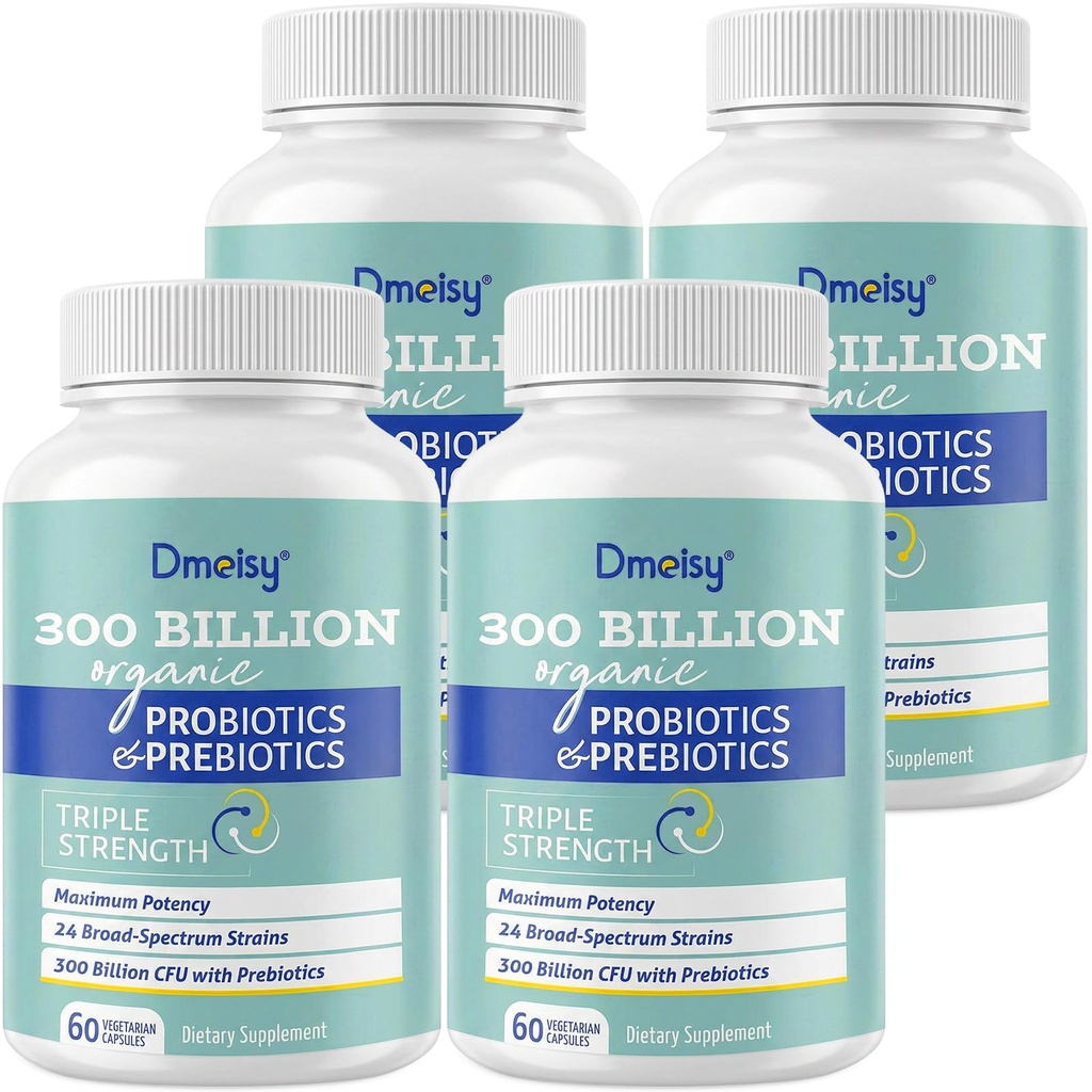 Probiotici per le donne e gli uomini, 300 miliardi di CFU 24 Strains Probiotici + 15 erbe biologiche Prebiotics Blend, Shelf Stable Gut Health Supplement per Digestive Immune & Whole-Body Health, 8 mesi di fornitura