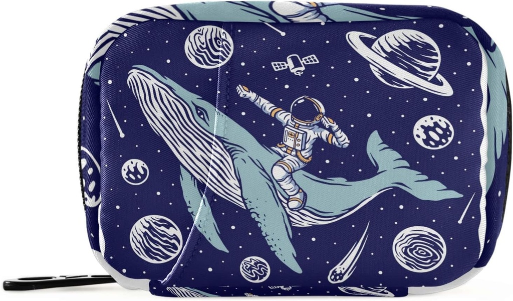 Galaxy Whale Astronaut Pill Box 7 giorno Pill Case Travel Pill Organizer Bag con Zipper Portable Weekly Case Dimensioni compatte per il supporto supplemento di vitamina