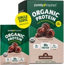 Polvere di proteina organica puramente ispirata, 14 pacchetti di Serve Singola, Cioccolato ricco Decadente - 20g di polvere vegetale di proteine per Smoothies & Shakes - Dairy-Free, Non-OGM - per gli uomini e le donne