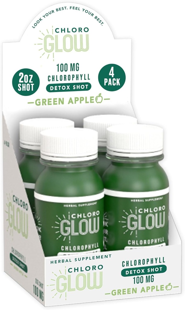 Shot clorofilla clorofilla – Bevanda verde vegetale organica per il supporto immunitario e la pulizia del corpo – Supplemento naturale (4 Pack)