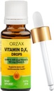 ORZAX Vitamina D3 K2 Gocce - Supporta Densità Bone e Assorbimento Calcium - per Bone, Muscolo e Cuore - (0.67fl oz - 20 ml)