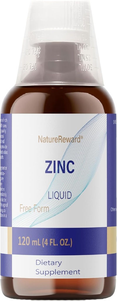 Zinco Liquido Organico, 60 Serve – Alcol Senza Zinco Sulfato – Supporta Salute Immune & Metabolismo – Antiossidante – Senza Glutine, Non OGM, Vegan & Paleo Friendly (120 ml), 4 FL OZ