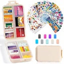 14 Grids Travel Pill Organizer Box con 415-Pcs Medicine Name Etichette - Pocket Daily Pharmacy Case Container Kit - Travel Medication Holder Dispenser per Fish Oil Vitamin Supplement Storage - Khaki