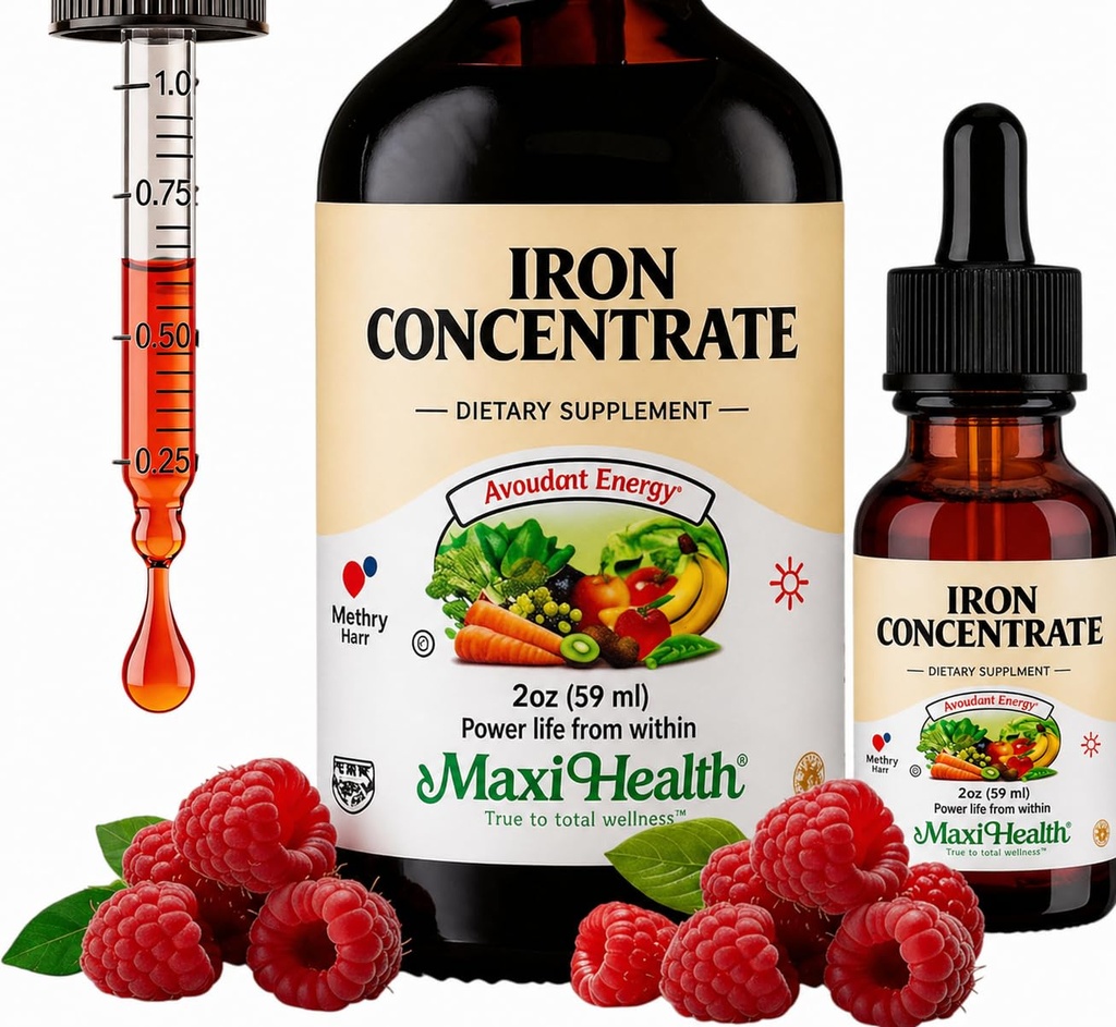 Supplemento di ferro di salute maxi 15mg per ML – Aumentare l'energia e i livelli di sangue senza Nausea o costipazione – Gocce di ferro liquido per gli uomini, le donne e i bambini – 2 oz, 2 confezione)
