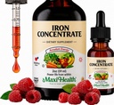 Supplemento di ferro di salute maxi 15mg per ML – Aumentare l'energia e i livelli di sangue senza Nausea o costipazione – Gocce di ferro liquido per gli uomini, le donne e i bambini – 2 oz, 2 confezione)