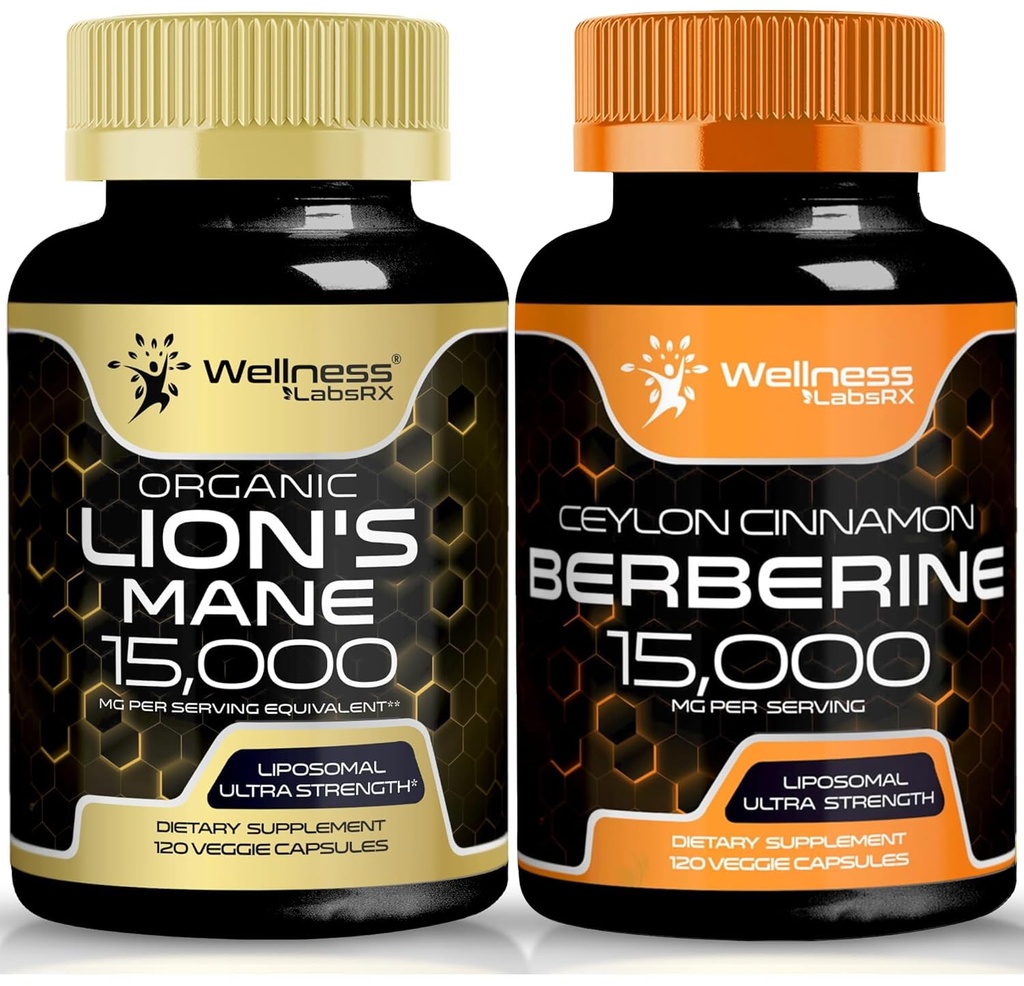 WELLNESS LABSRX Lions Capsule Mane e Capsule Berberine | Bundle