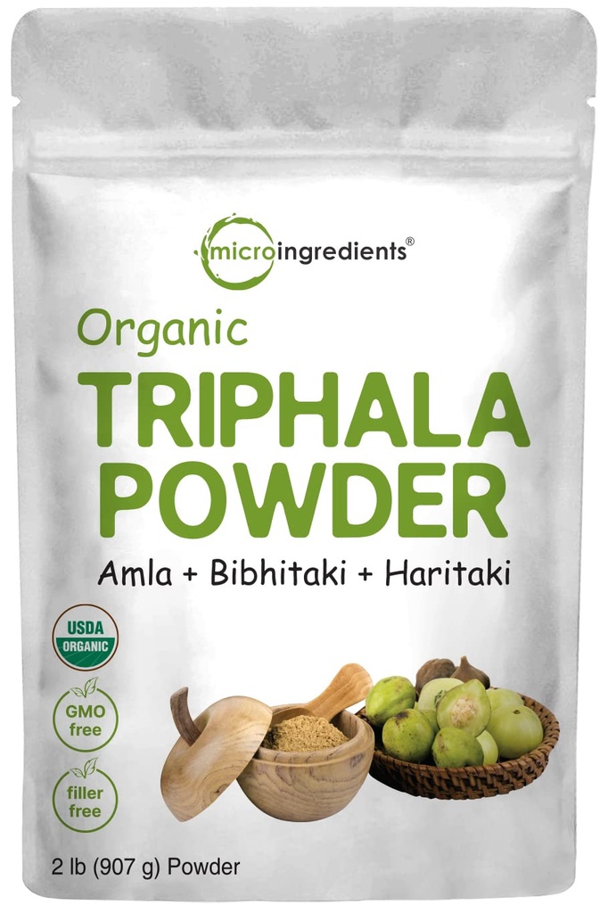 Micro Ingredienti Polvere di Triphala Organica, 2 Pounds (Amla + Haritaki + Bibhitaki) | India Origine, Integratore di Adaptogen Herbal, Supporti Colon & Salute Immune | Vegan, No GMOS
