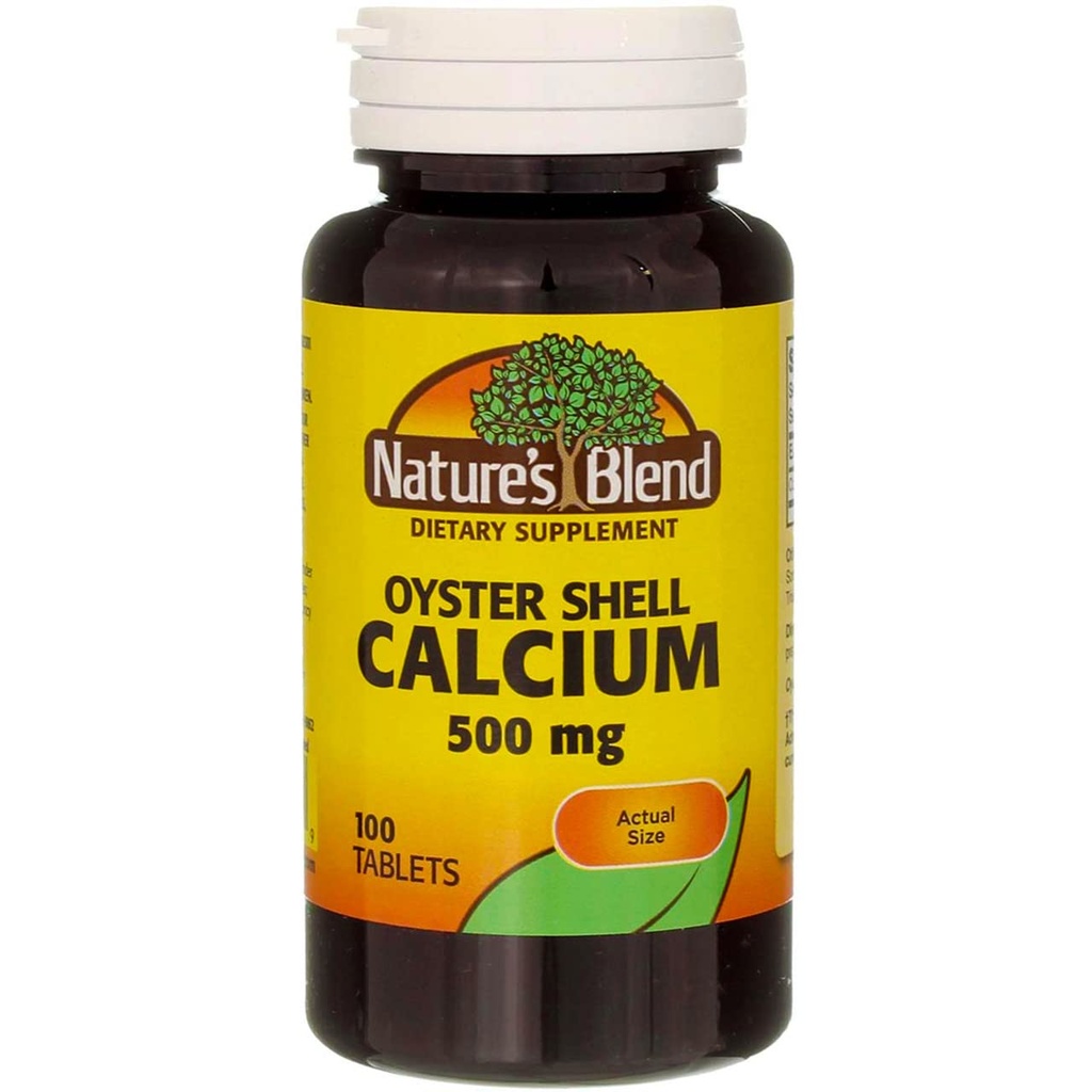Blend Oyster Shell Calcium 500 mg Tablets - 100 ct, Confezione da 2