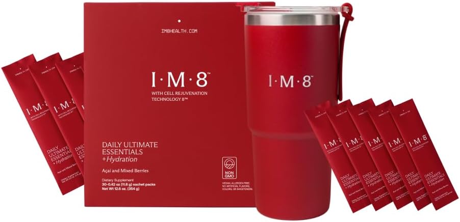 IM8 Beckham Stack Set, Longevity NAD Supplement & Essentials All-in-One Multivitamin Supplement Powder, per Anti Aging & Total Wellness (30 Serve, Beckham Stack - Travel Set)