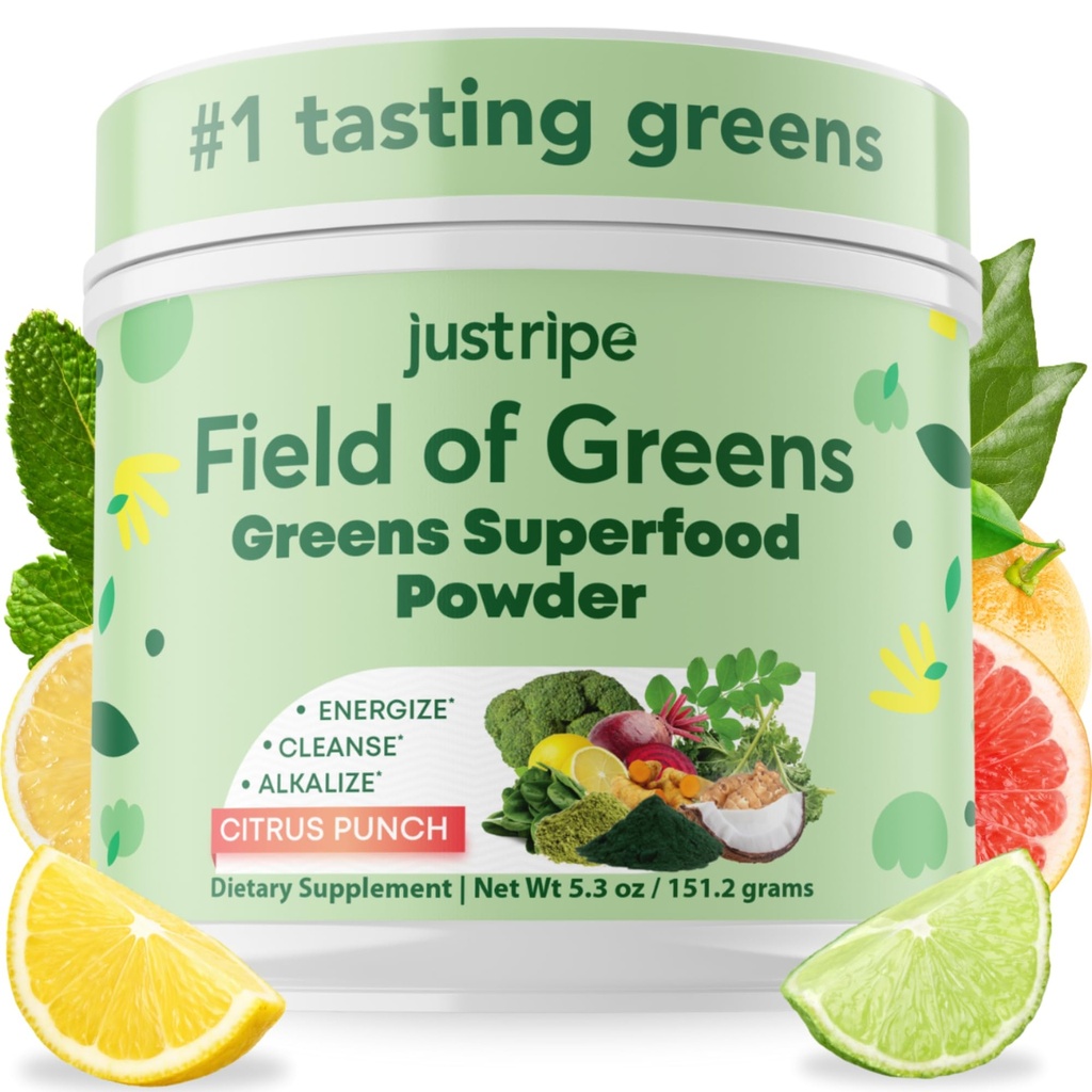 Campo di Greens Superfood Polvere con Spirulina Organica, Clorella, Polvere di radice di barbabietola - Bacillus Coagulans Probiotic, Una miscela pianta-basata Supporting Gut Health, Immunity, Bloom in Salute, 28 Scoops (1)