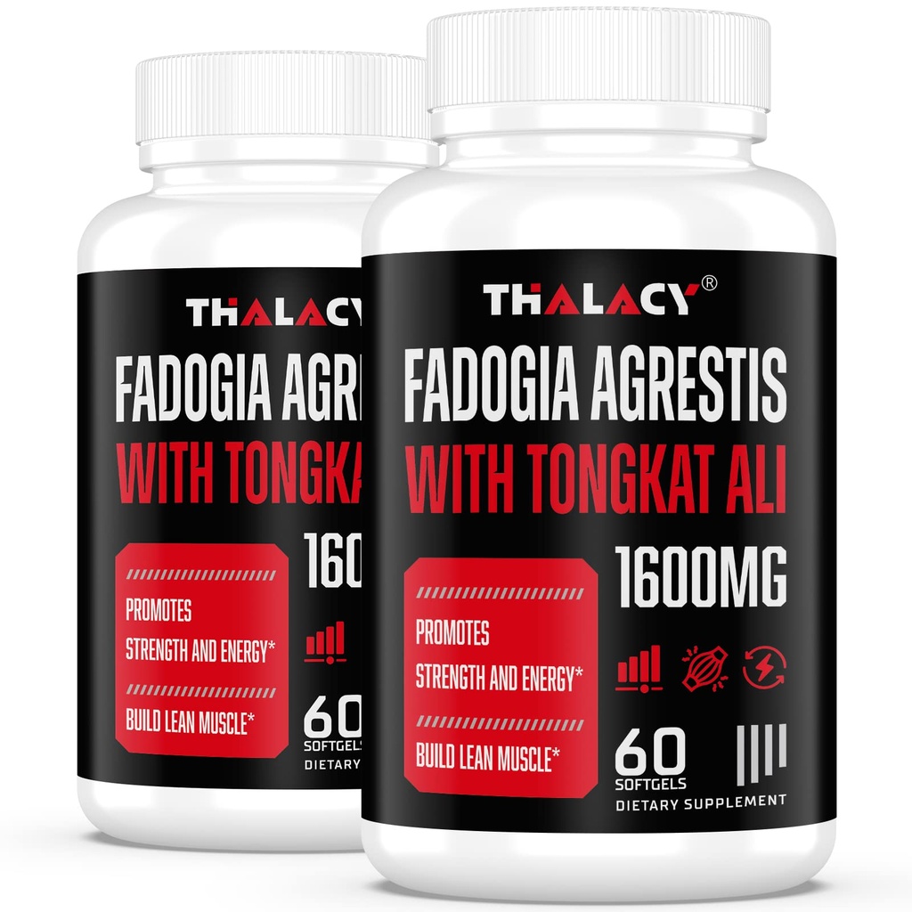 1600mg Fadogia Agrestis Tongkat Ali Supplemento, Fadogia Agrestis Estratto per gli uomini con Ashwagandha - Forza massima, 120 Softgels