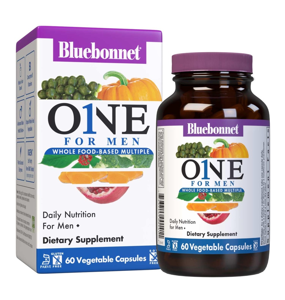 Bluebonnet Nutrition Uomo Una capsula vegetale, Intero Cibo Multiple, K2, Organico, Energia, Vitalità, Non OGM, Gluten, Soy & Milk Free, Kosher, 3 mesi di fornitura, 90 conte