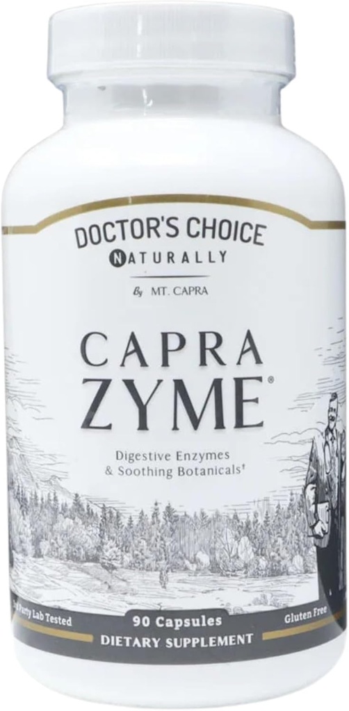 CapraZyme di Mt. Capra | Integratore di enzima digestivo vegetariano per gli uomini e le donne, Amylase, Lipasi, Bromelain, Protease, con Frutto di Miscela Botanica, Ginger e Turmeric | 90 capsule