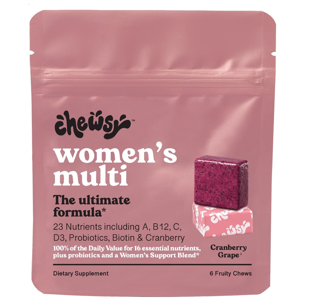 Chewsy - Donna Multivitamina Chews - Supporto Immune ed Energetico, Vitamine C, B12, A, D, E, Acido Folico, Probiotici, Biotina - Alimentazione 6 giorni