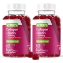 Viteey Collagen Gummies con Biotin Gummies per Capelli e Vitamine Unghie - Integratori Biotina e Collagene per Donne & Uomini - Vegan, Senza Glutine – 120 Conte