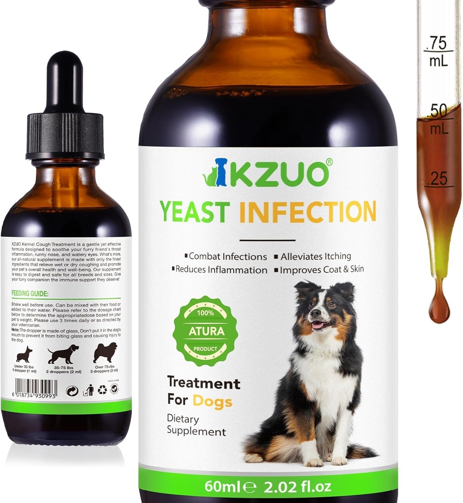 Trattamento naturale dell'infezione del lievito per i cani - Efficace Trattamento dell'infezione dell'orecchio del cane & Allergy Relief, riduce l'infiammazione, allevia il prurito, combatte le infezioni, migliora il cappotto e la pelle
