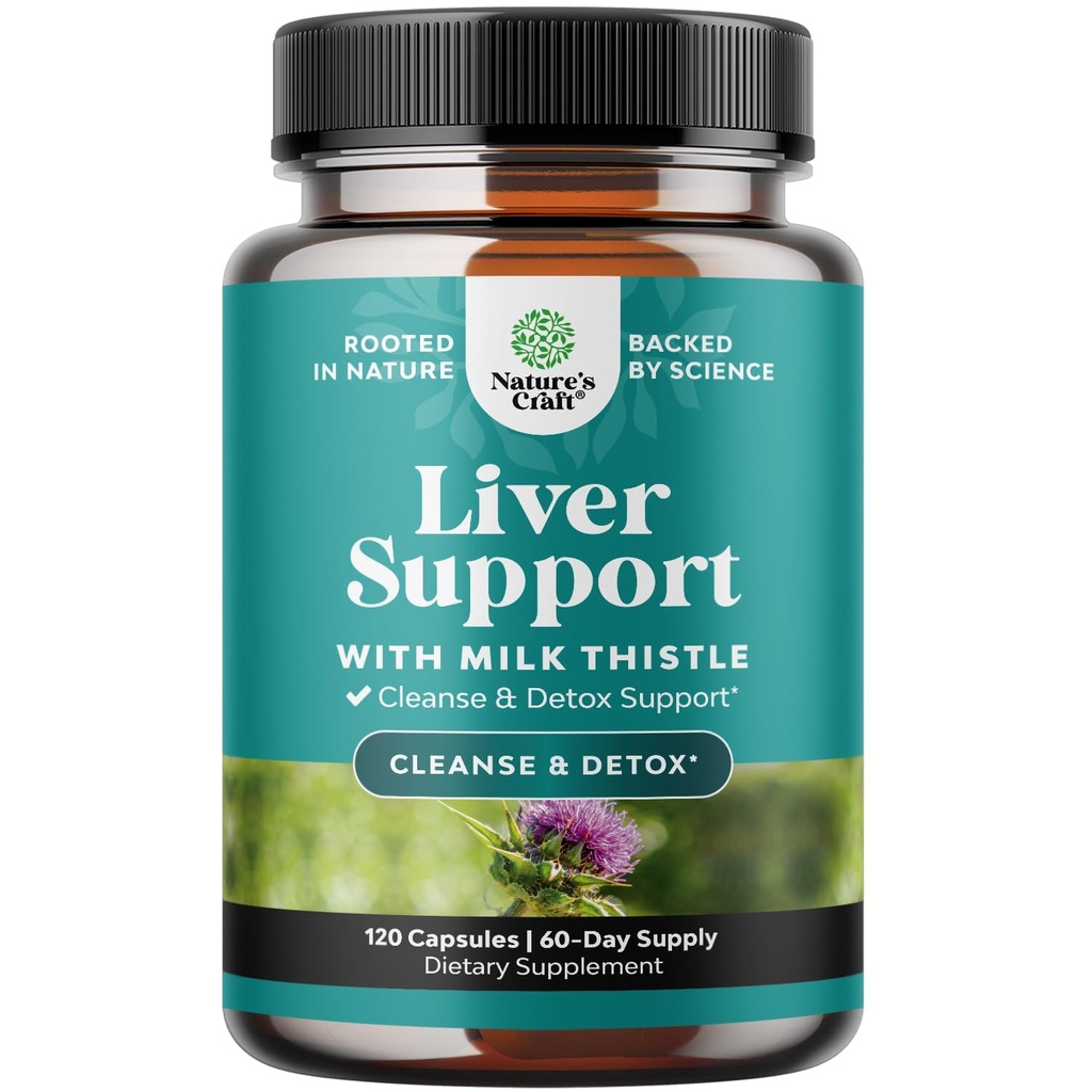 Natures Craft fegato Cleanse Detox & Riparazione 120 capsule - Herbal Liver Support Milk Thistle Supplement - Silymarin Milk Thistle Supplements with Dandelion Root, Choline, Beetroot & Artichoke Extract