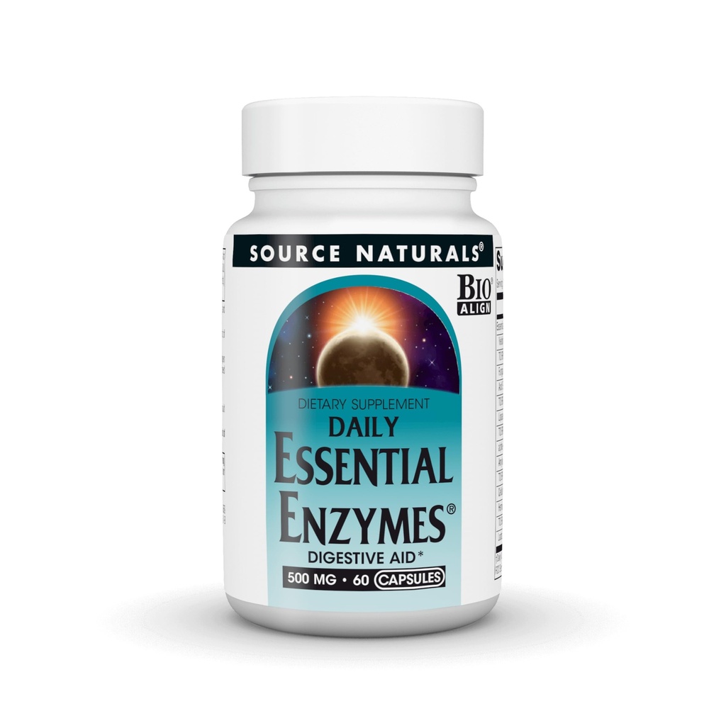 Enzimi essenziali di origine naturale, Bio-allineato supplemento di enzima multiplo Difesa a base di erbe per la digestione, gas, costipazione & Bloating Relief - Supporta un forte sistema immunitario* - 500mg - 60 capsule