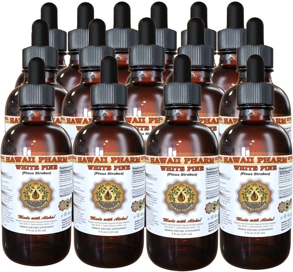 Estratto di liquido di pino bianco, Pino bianco (Pinus Strobus) Bark Powder Tincture, Supplemento di erbe, Hawaii Pharm, Made in USA, 15x4 fl.oz