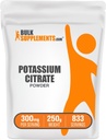BulkSupplements.com Polvere di citrato di potassio - per il supporto di idratazione, supplemento minerale, potassio 99mg - senza glutine, 300mg per porzione, 250g (8.8 oz) (pacchetto di 1)