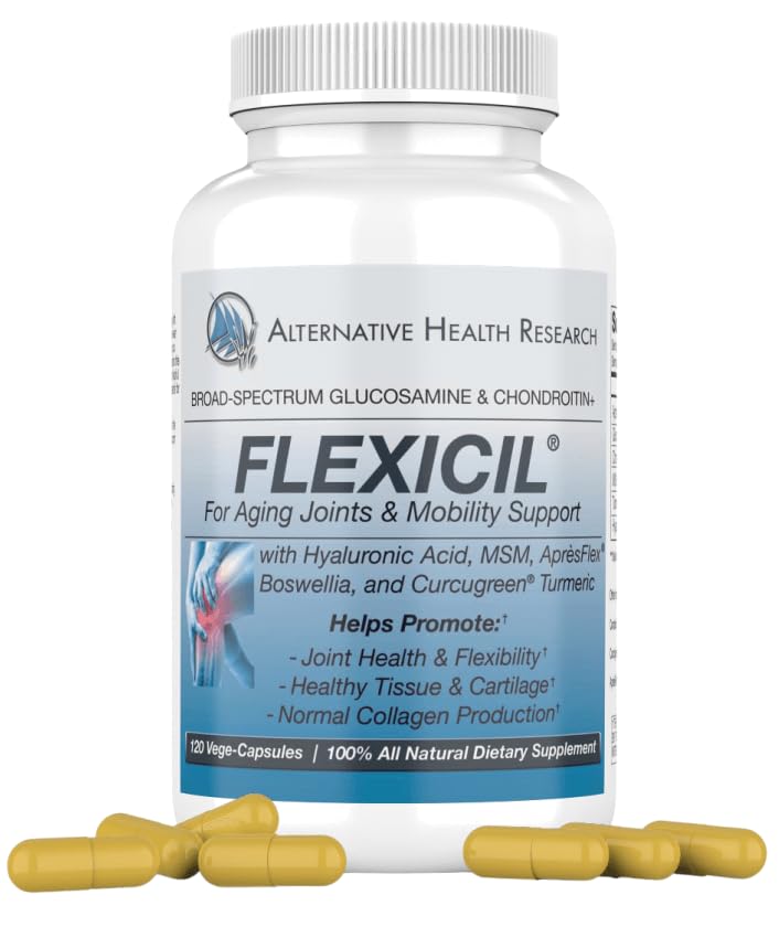 Flexicil Advanced Joint Mobility & Support | Glucosamine, Chondroitin, MSM, Acido Ialuronico, Turmerico, Boswellia | Ingredienti Bio-Enhanced Broad-Spectrum | 120 Vege-Capsules | Alimentazione 30-Day