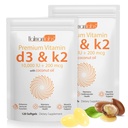 2 Bag Vitamina D3 K2 Supplemento Softgel, Vitamina D3 K2 Softgel con 10000 IU Supporta Immune, Cuore, Denti & Bone Salute, Libero di OGM, Gluten, Soia