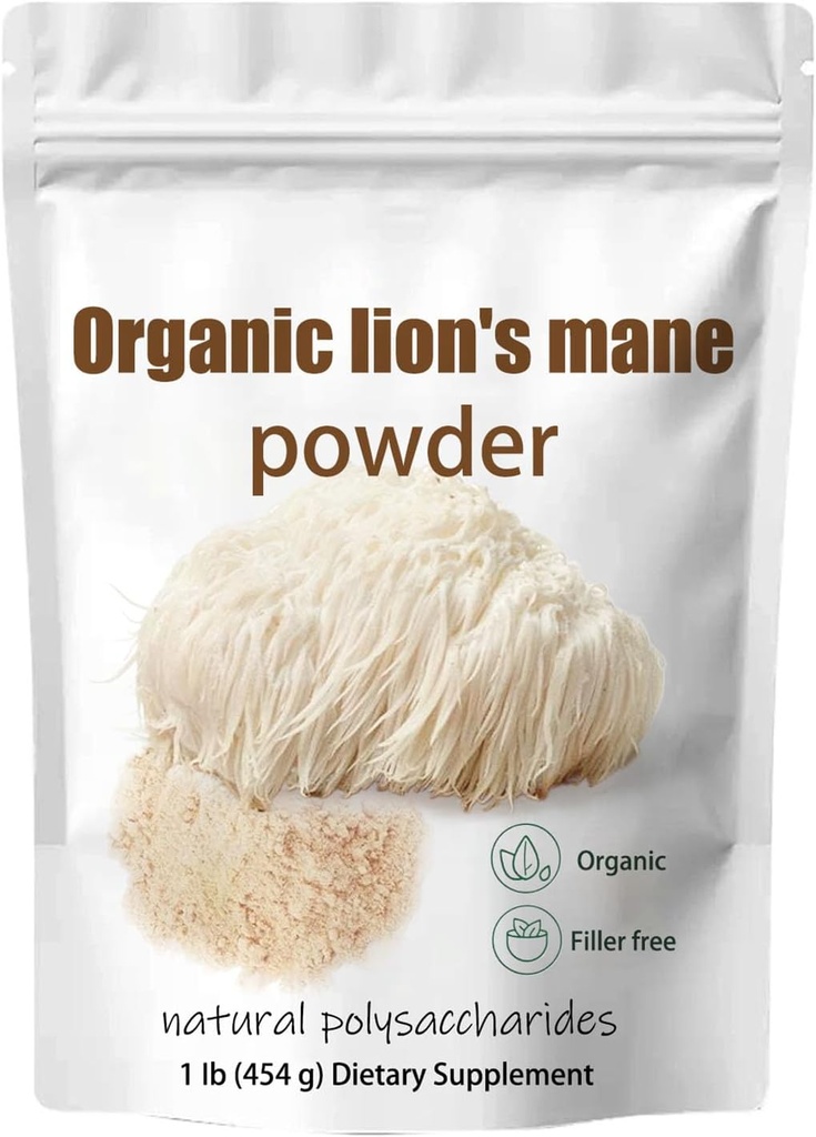 Polvere di funghi del mushroom del leone organico- leoni polvere di supplemento del mushroom