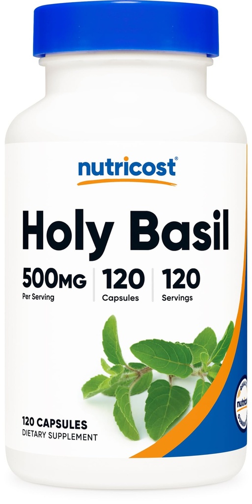 Nutricost San Basilio Capsule 500mg, 120 Capsule Vegetariani - Gluten Free, Non OGM