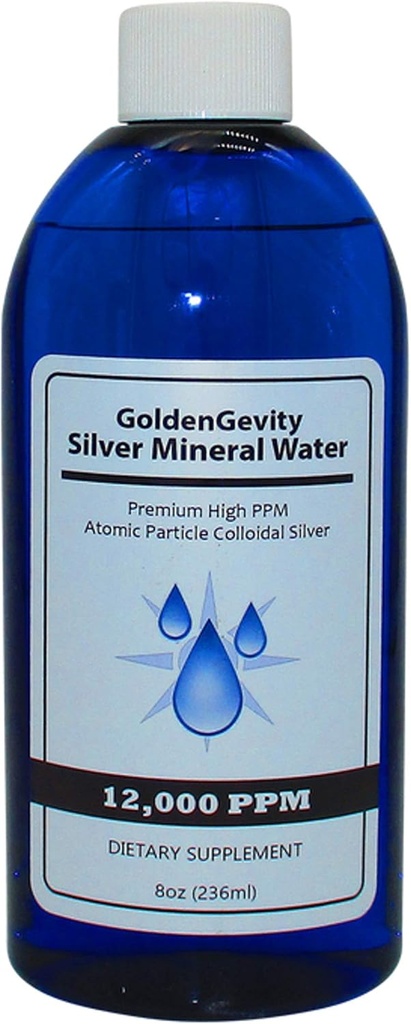 12.000 PPM Bioactive Atomic Colloidal Silver, 8 oz | Non tossico, Non OGM Trace Mineral Immune Support Supplemento