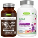 Multivitaminici e minerali per gli uomini + Advanced Kids Multivitamin Gummy Vegan Bundle, con B-Vitamins etilati, Vitamina A, C, D3 & E, Etichetta pulita, 60 compresse + 90 Gummies di aroma di bacche, di Igennus
