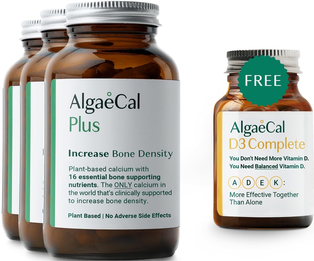 ALGAECAL Plus Bundle - Vitamina D3 Complete & Red Algae Calcium con 16 Nutrienti Sostenibili, Clinicamente Supportato per Aumentare la Densità Bone & Boost Immune System