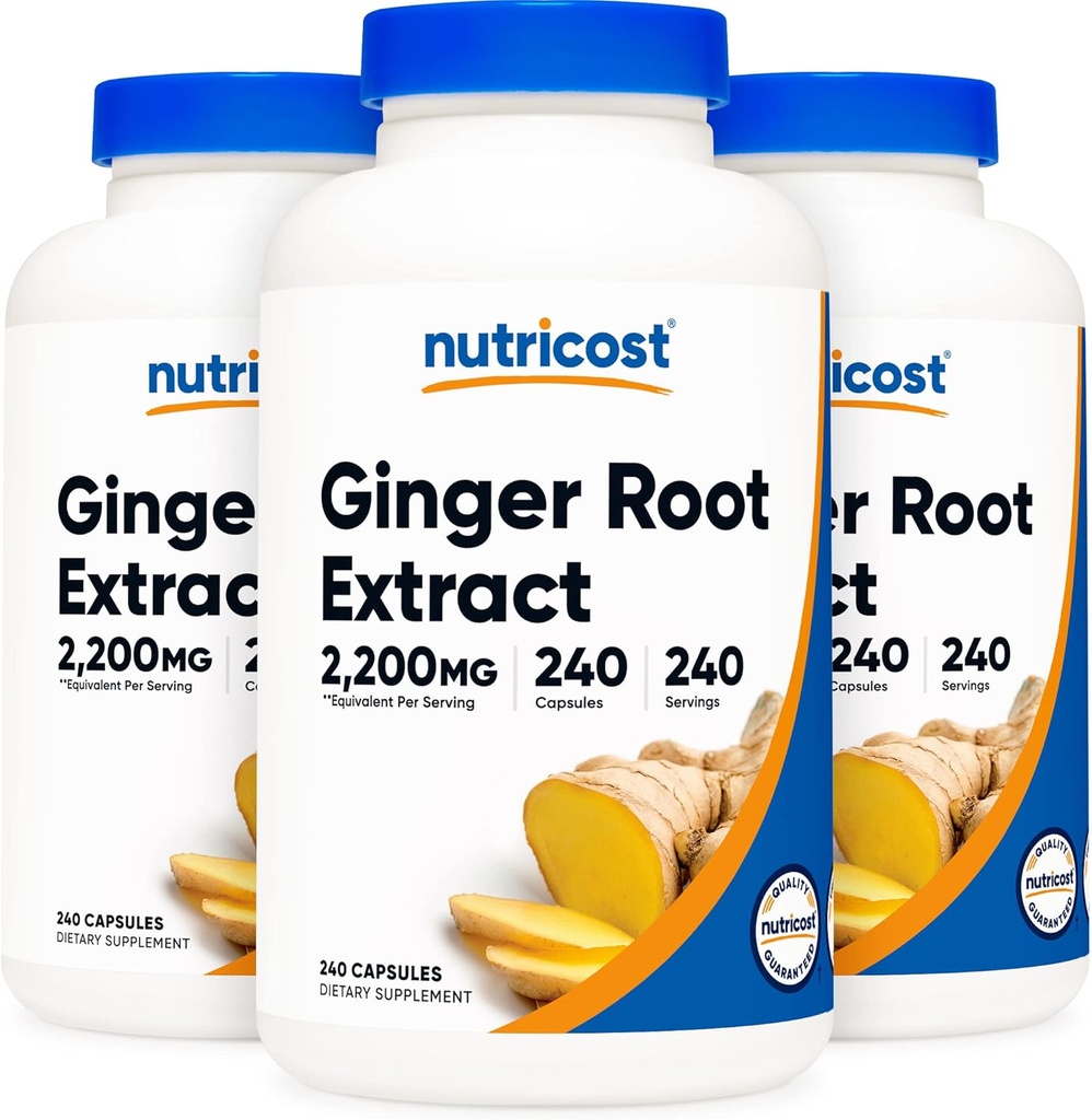 Estratto di radice di zenzero di Nutricost 550mg, 240 capsule (3 bottiglie)