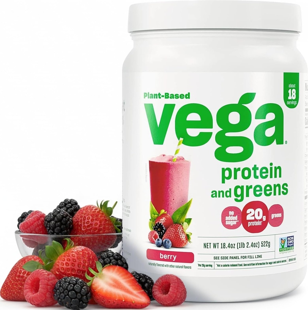 Vega Proteine e Greens Protein Powder, Berry - 20g vegetali Protein Plus Veggies, Vegan, Non OGM, Pea Protein per le donne e gli uomini, 1,2 lbs (Packaging May Vary)