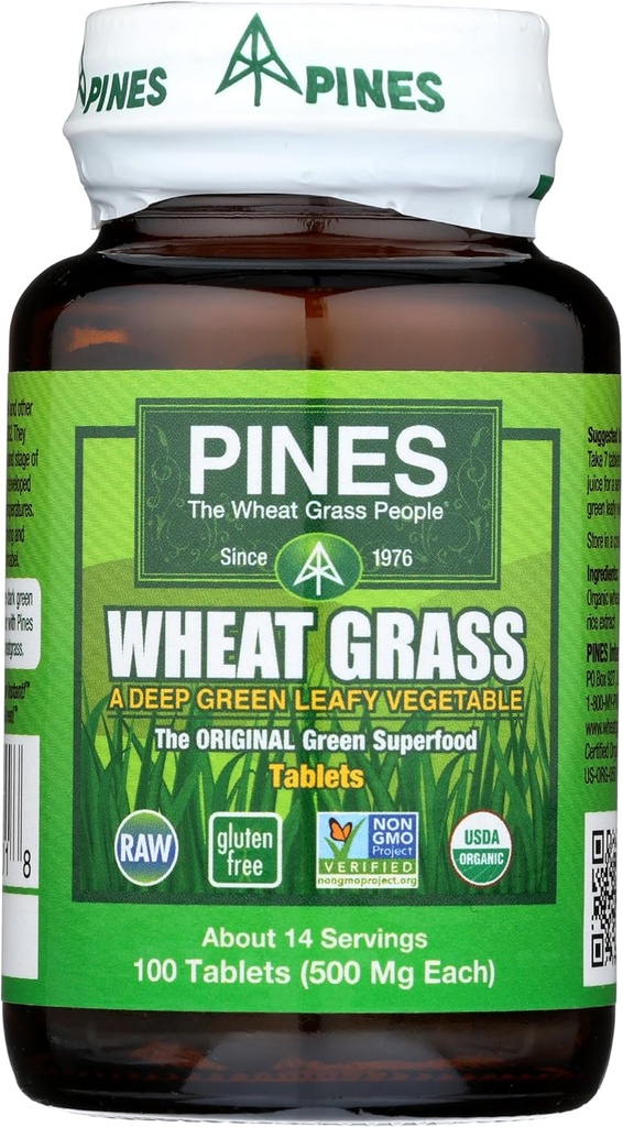 Pini erba di grano organico 500 Mg compresse, 100 conte