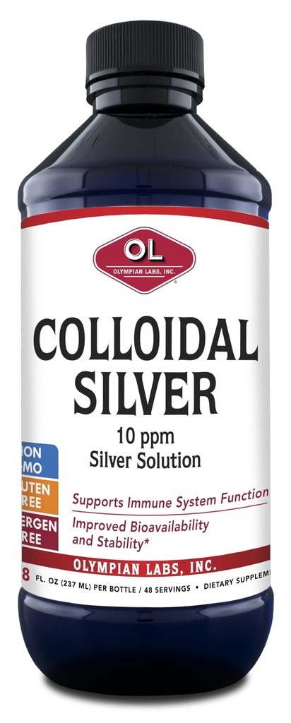 Olympian Labs Colloidal Silver 8floz 45 Servings - 10ppm Purified Bio available Silver Immune Support