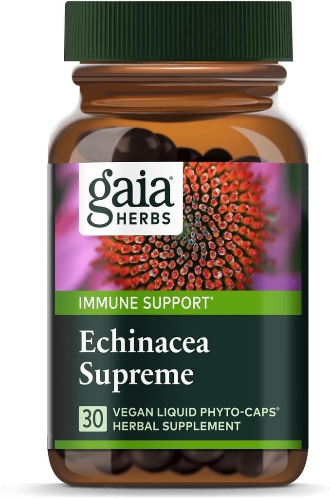 Gaia Herbs Echinacea Supreme - Integratore di Supporto Immune - Echinacea Purpurea & Angustifolia Blend to Support Immune System - 30 Vegan Liquid Phyto-Capsules (15-Day Supply)