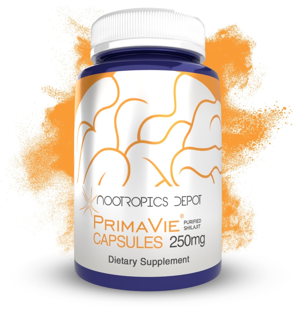 Nootropics Depot PrimaVie Shilajit Capsule | 250mg | 90 Count | Estratto purificato | Ayurvedic Herb | Supports Funzione mitocondriale + Migliora la resistenza
