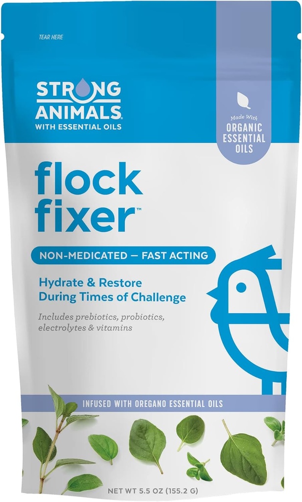 Flock Fixer – Supporta l'immunità dei polli del cortile durante i tempi di sfida, contiene oli essenziali dell'origano organico (5.5 oz. Pouch)