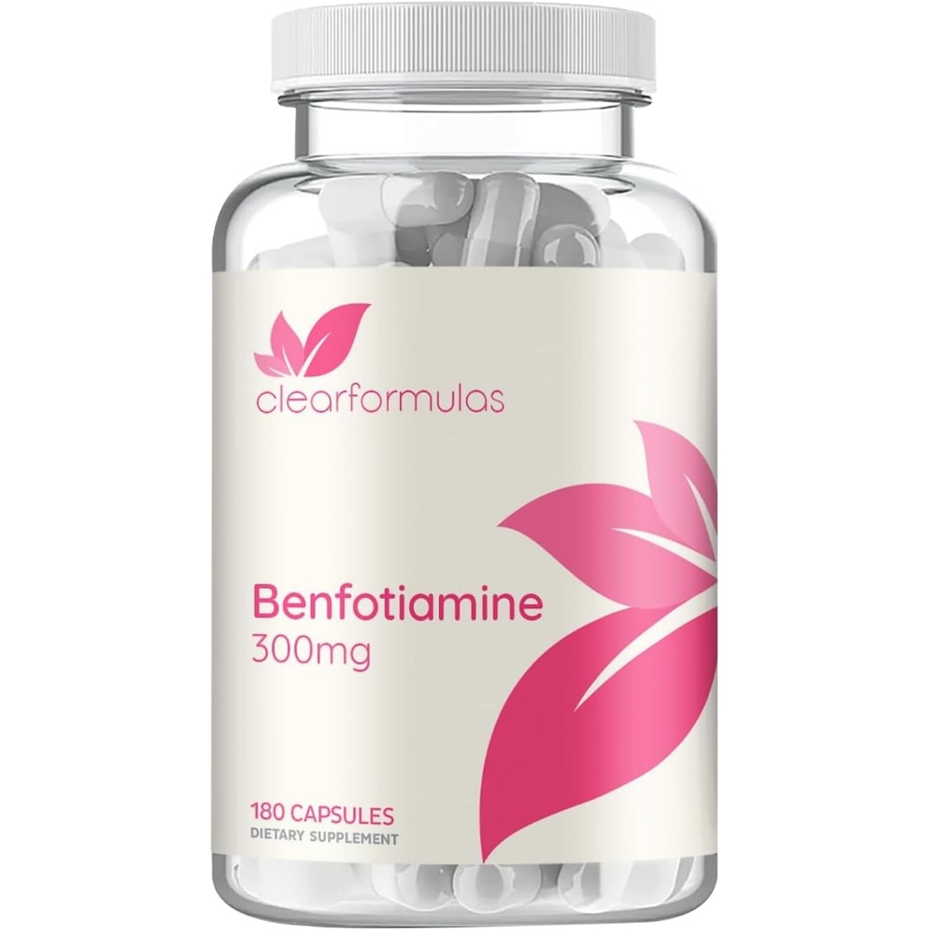 Alto assorbimento vitamina B1 Benfotiamine 300mg - Benfotiamine Supplemento per il cuore di glicazione e il supporto di nervi - Vegan Non-OGM & Gluten Fat Soluble Thiamine B1 Supplemento (180 Serve)