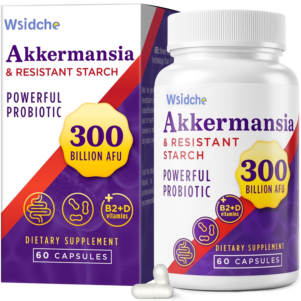 300 miliardi di AFU Akkermansia Probiotic | GLP-1 Supplemento per le donne e gli uomini, Akkermansia Muciniphila per GLP-1, Digestivo, Gut, Immune, Migliora la funzione di rivestimento digestivo Gut, Akka Superbiotics - 60 Caps