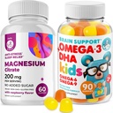 Omega3 Gummies per bambini con Omega 6&9 e Magnesio Gummies - DHA bambini supplemento cervello per il supporto di cuore e visione - Nessun Fish Oil e Gluten Salute Immune gratuita con Magnesio senza zucchero