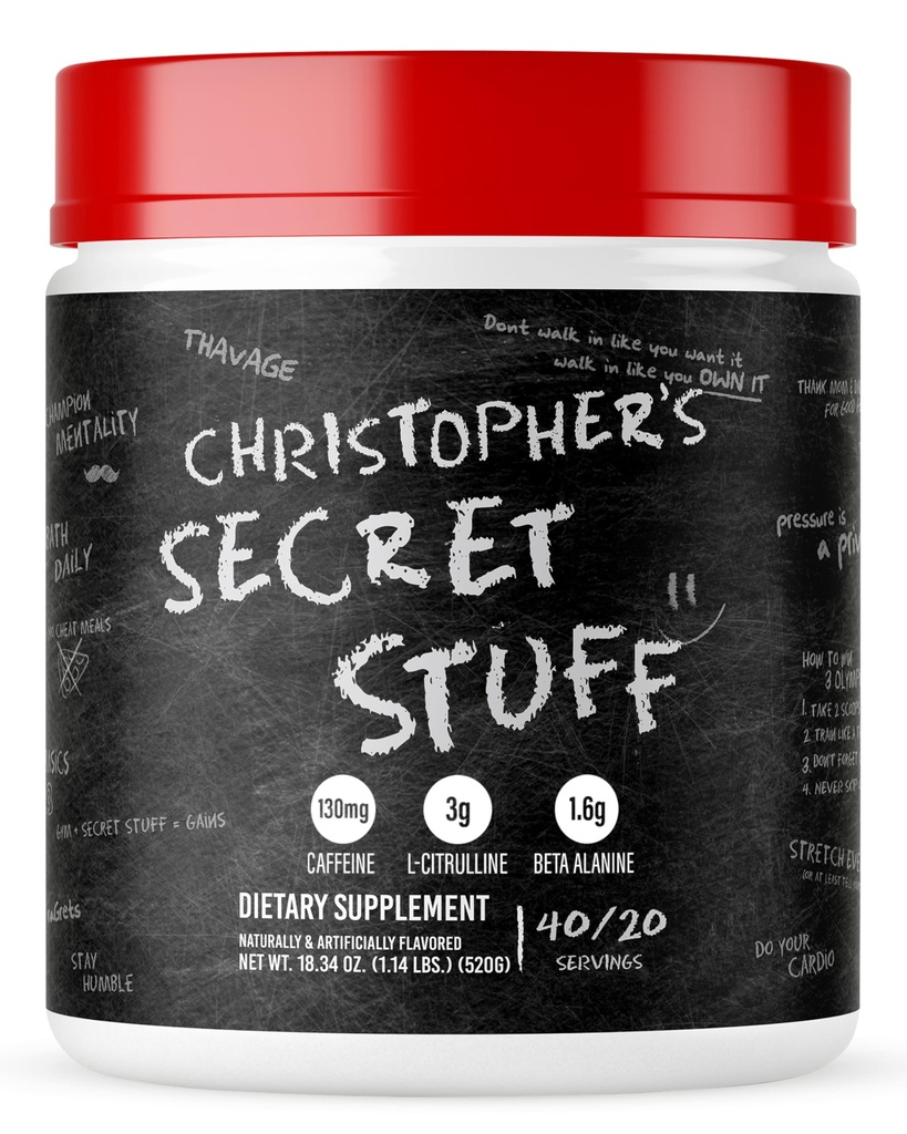 Polvere di pre allenamento segreta di Christopher di RAW, Thavage (Tastes Like Winning) - Chris Bumstead CBUM Preworkout Supplement per gli uomini e le donne - Lavorare fuori, Hydration & Energy - 40 Servings