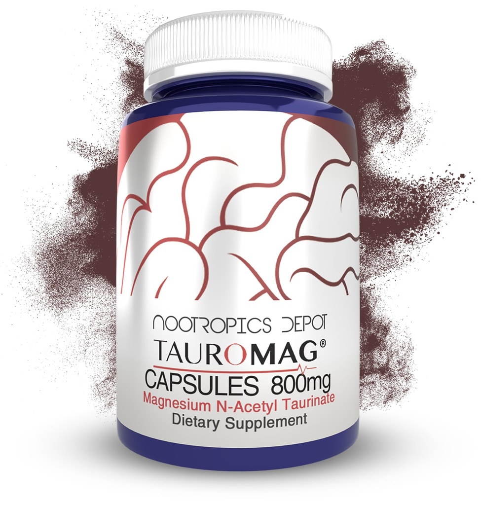 Nootropics Depot Tauromag Capsules | 800mg Magnesio N-Acetil Taurinate | 30 Count