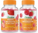 Probiotico da uomo di vita 10 miliardi + Magnesio di calcio, Gummies Bundle - Grande degustazione, Supplemento di vitamina, Gluten Free, OGM Free, Chewable Gummy