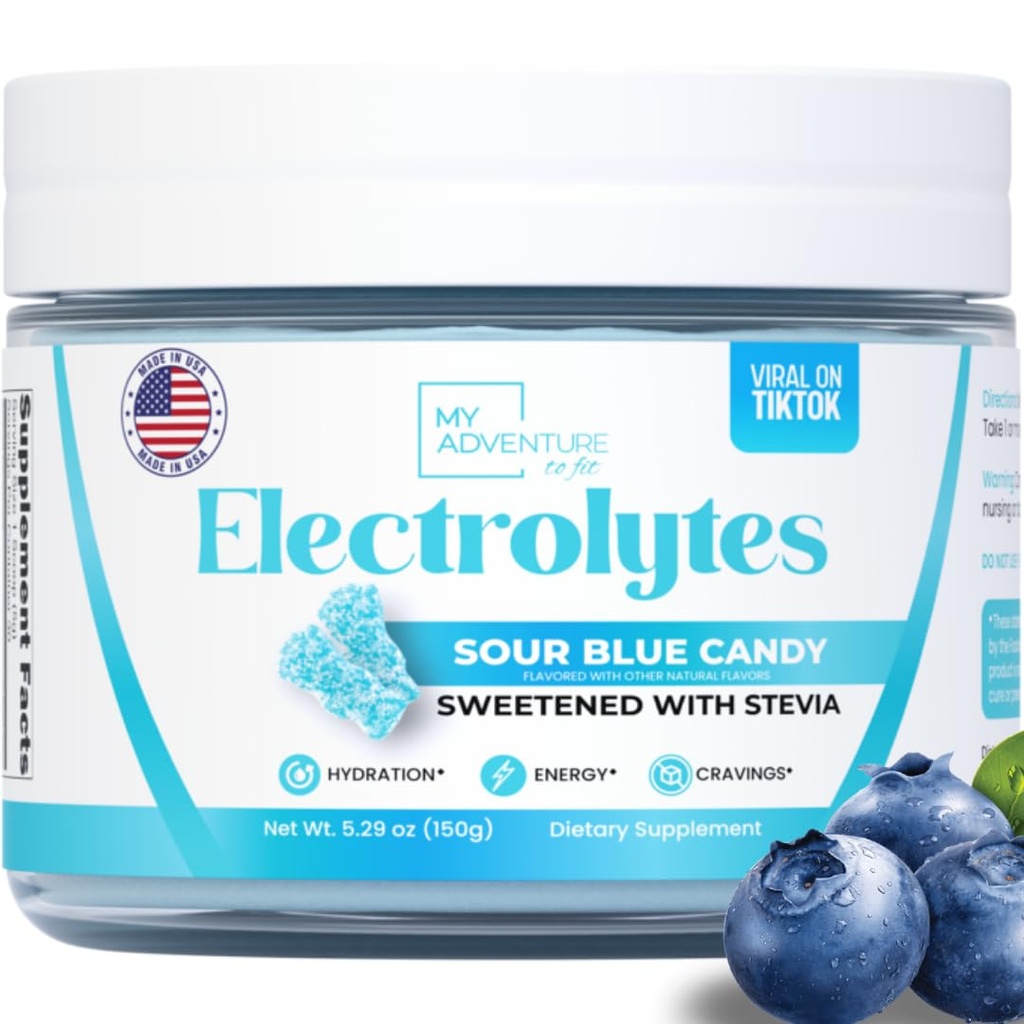 Zucchero Zero - Polvere di elettroliti di caramelle blu acide - Idratazione rinfrescante - Caffeina Free Energy - Tutti gli ingredienti naturali - Vegan, Keto & Paleo - Miscela di bevanda di elettrolita senza zucchero - 30 Serve