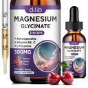 Magnesio Glycinate Liquid Drops 500mg, con Vitamina B6, Ashwagandha, L - Theanine, Camomilla, Magnesio Glycinate Supplemento ad alto assorbimento per il sonno, Stress, Energy, Mood - Cherry Flavor